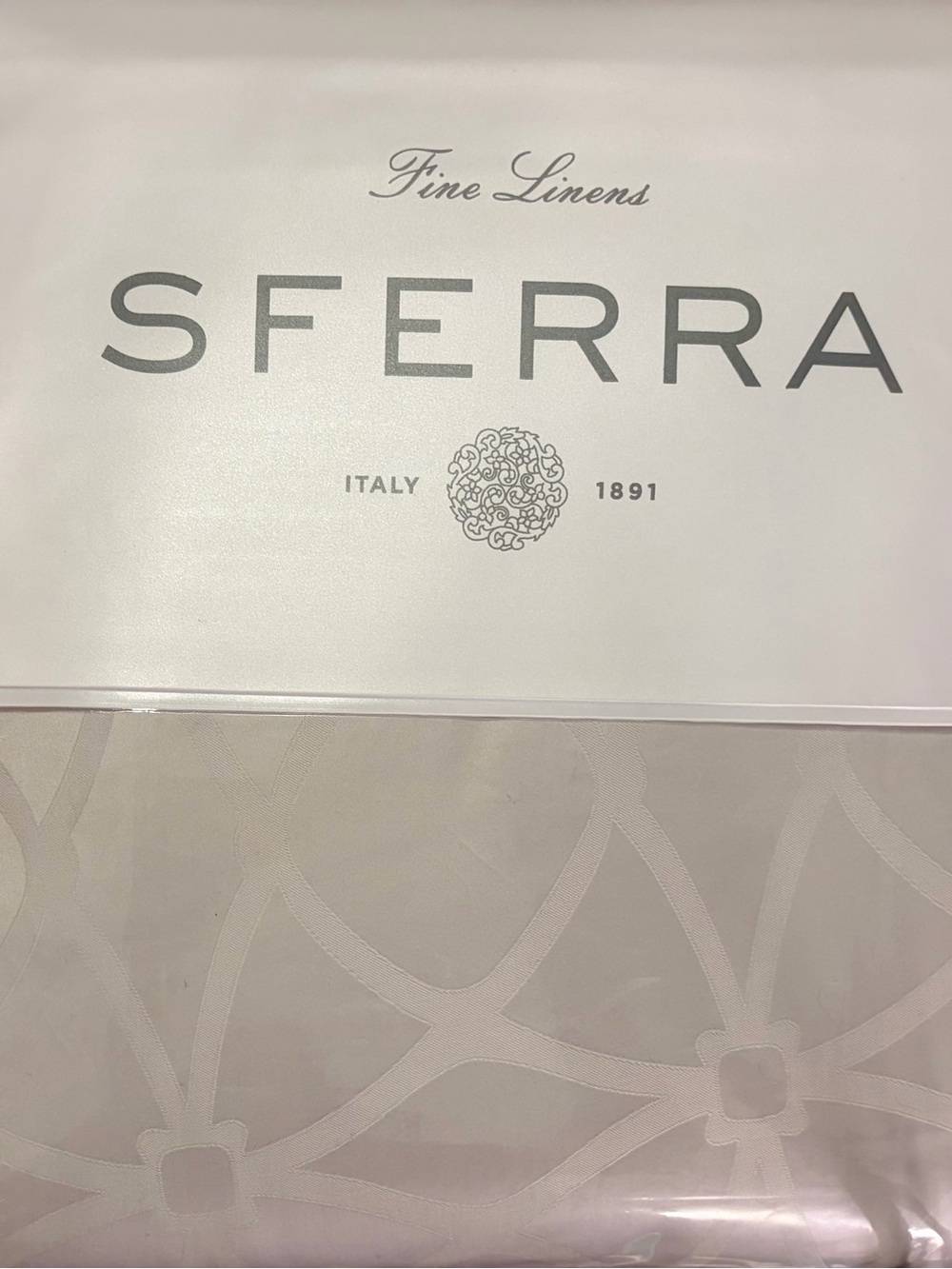 SFERRA Cream Jacquard Duvet Cover with Subtle Geometric Motif